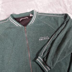 Vintage Perry Ellis America Active Fleece Full Zip Bomber Jacket Mens 2XL Green